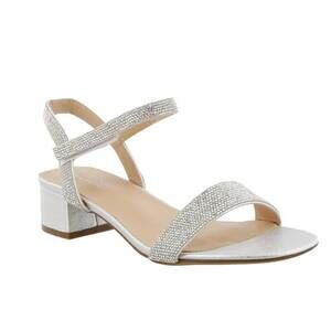 NEW DE BLOSSOM COLLECTION women's beth block heel in silver shimmer